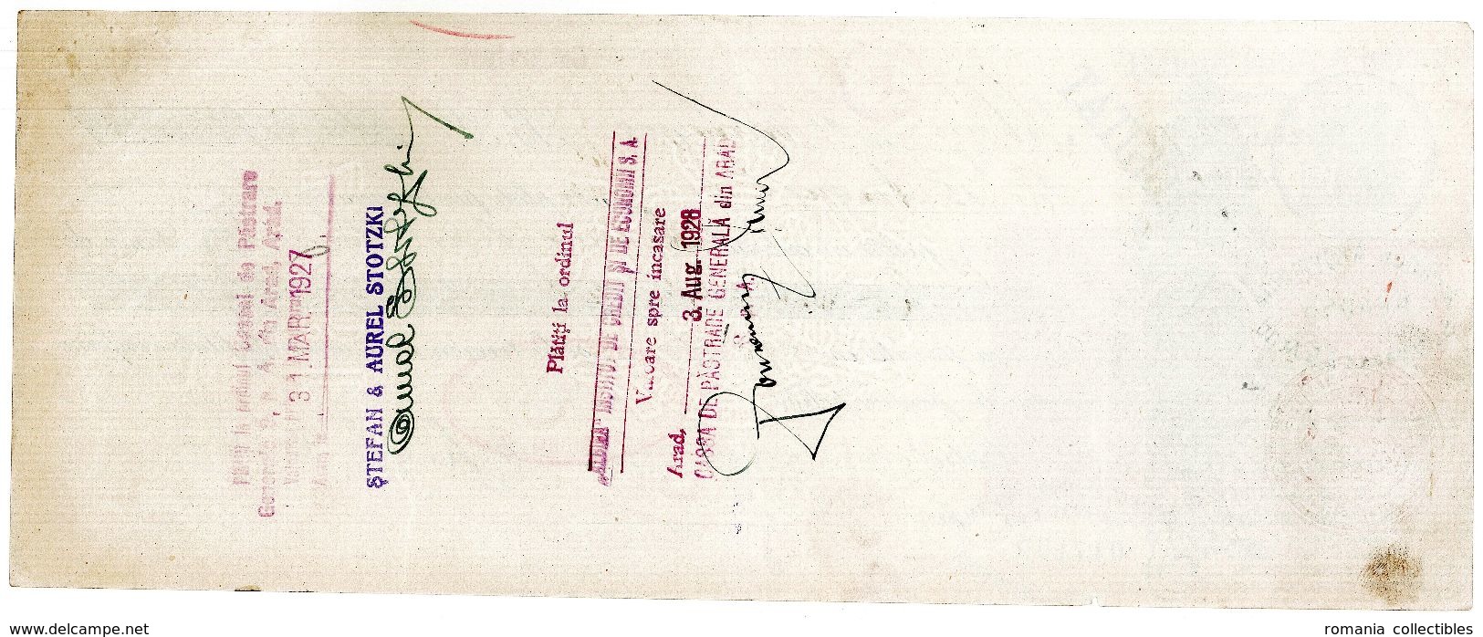 Romania, 1927, Vintage Cheque Order / Promissory Note - "Albina" Arad - Assegni & Assegni Di Viaggio