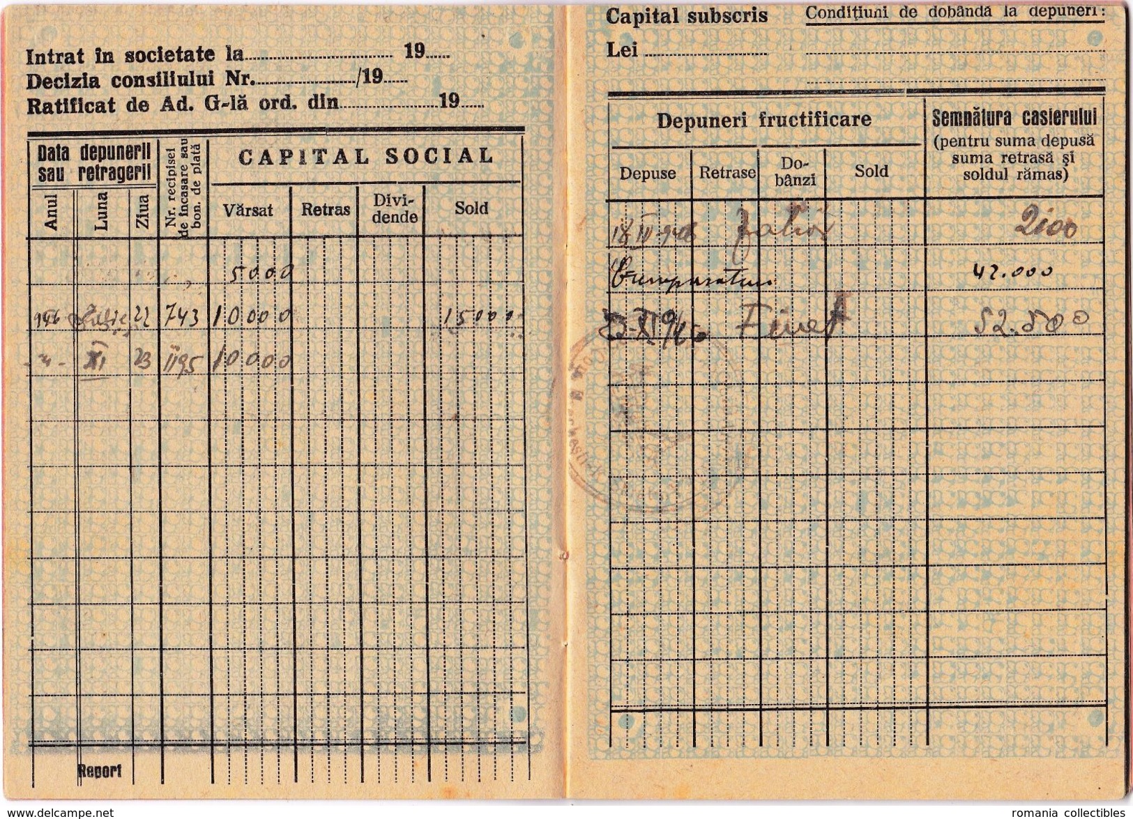 Romania, 1946, "Solidaritatea" Cooperative Bank - Status And Deposit Book - Cheques & Traverler's Cheques