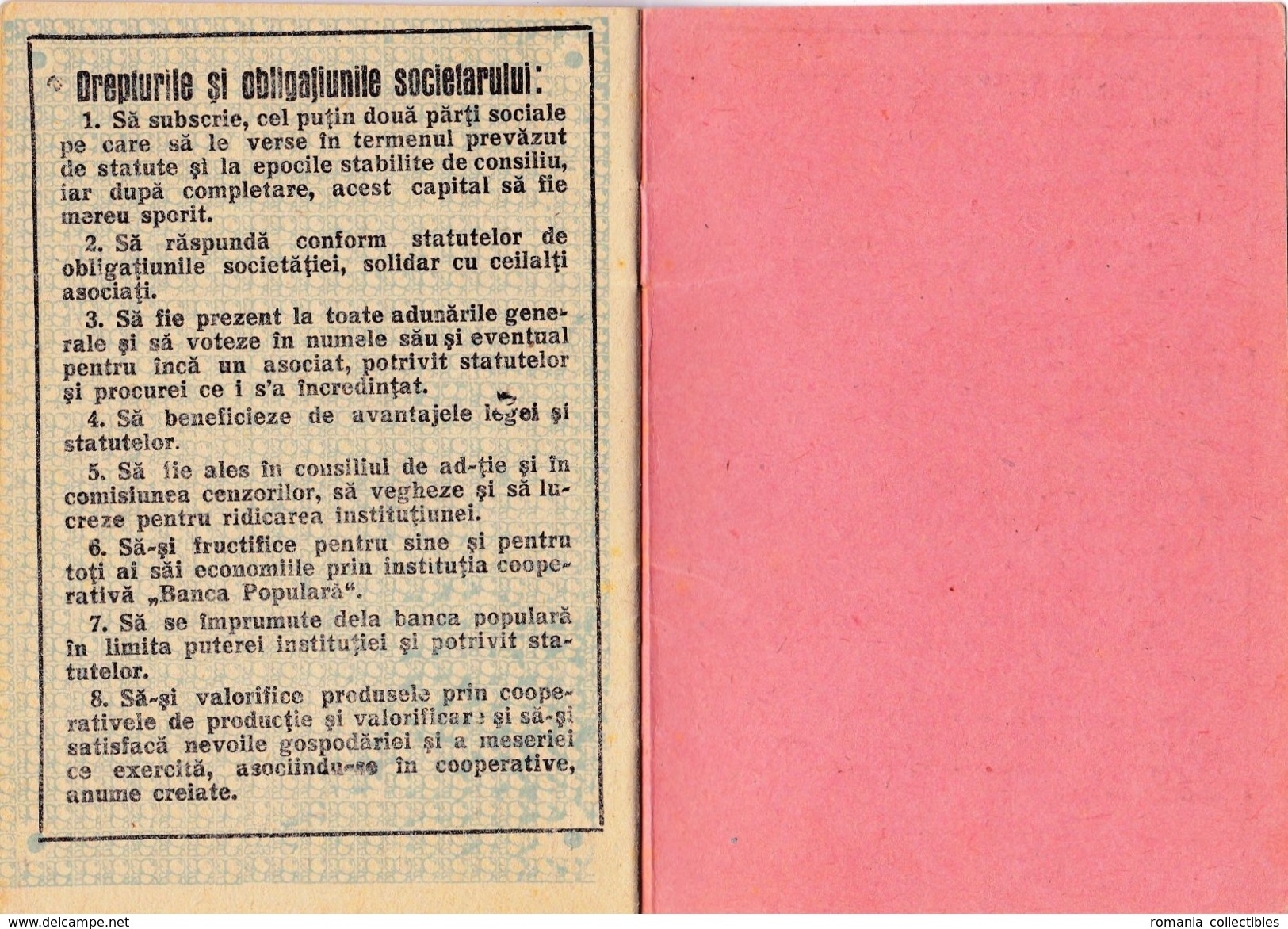 Romania, 1946, "Solidaritatea" Cooperative Bank - Status And Deposit Book - Cheques & Traverler's Cheques