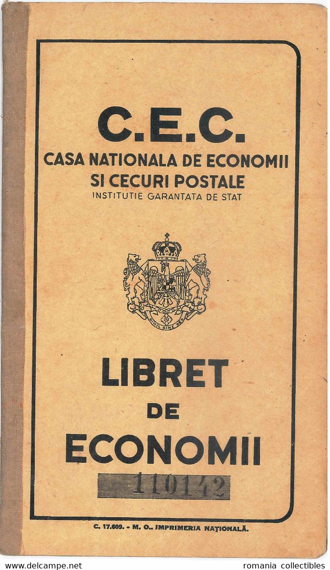 Romania, 1945, Vintage Bank Checkbook / Term Savings Book, CEC - Kingdom Period - Chèques & Chèques De Voyage