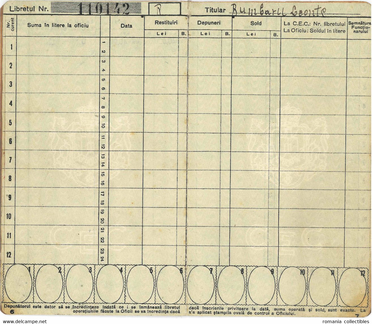 Romania, 1945, Vintage Bank Checkbook / Term Savings Book, CEC - Kingdom Period - Chèques & Chèques De Voyage