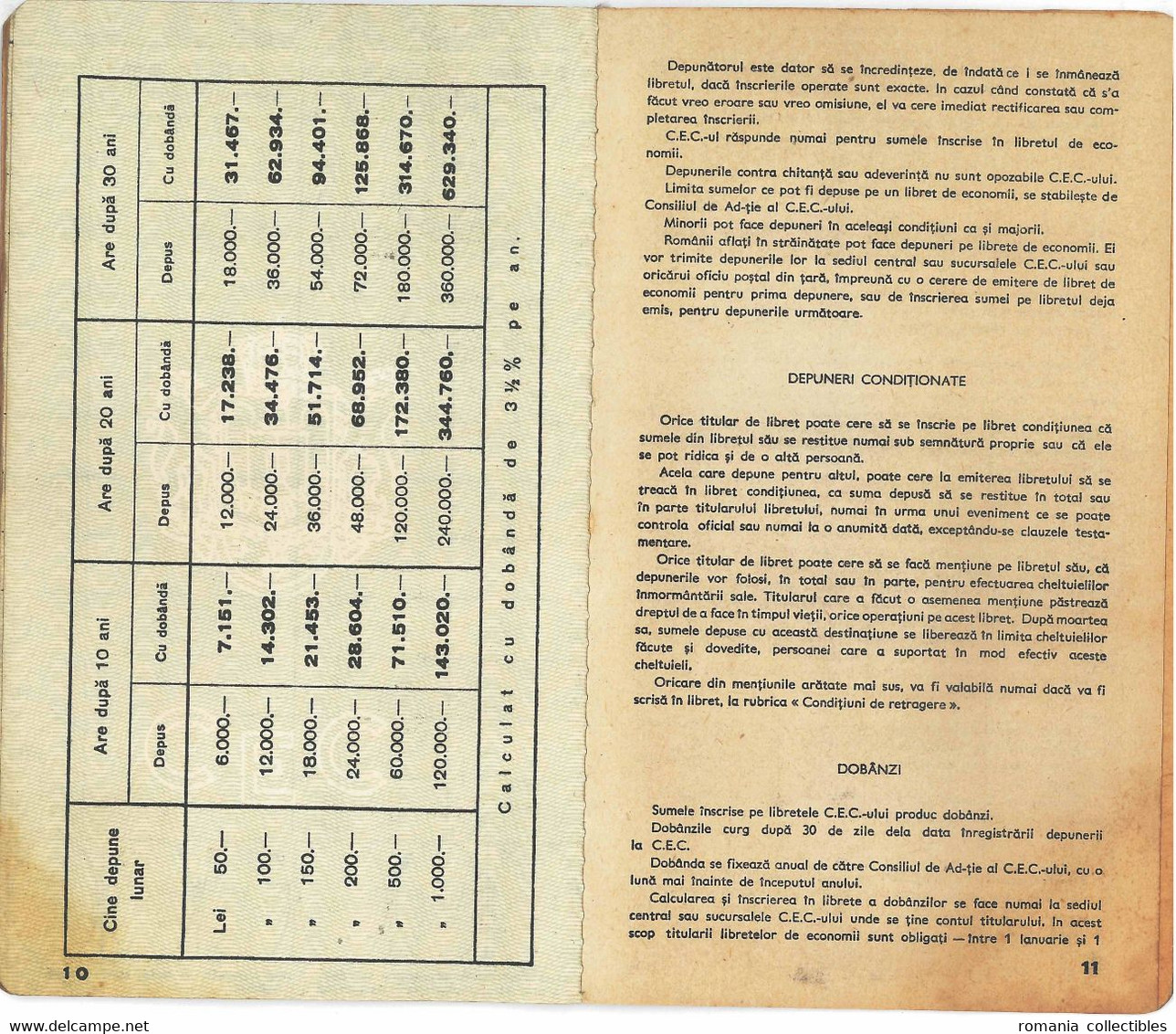 Romania, 1945, Vintage Bank Checkbook / Term Savings Book, CEC - Kingdom Period