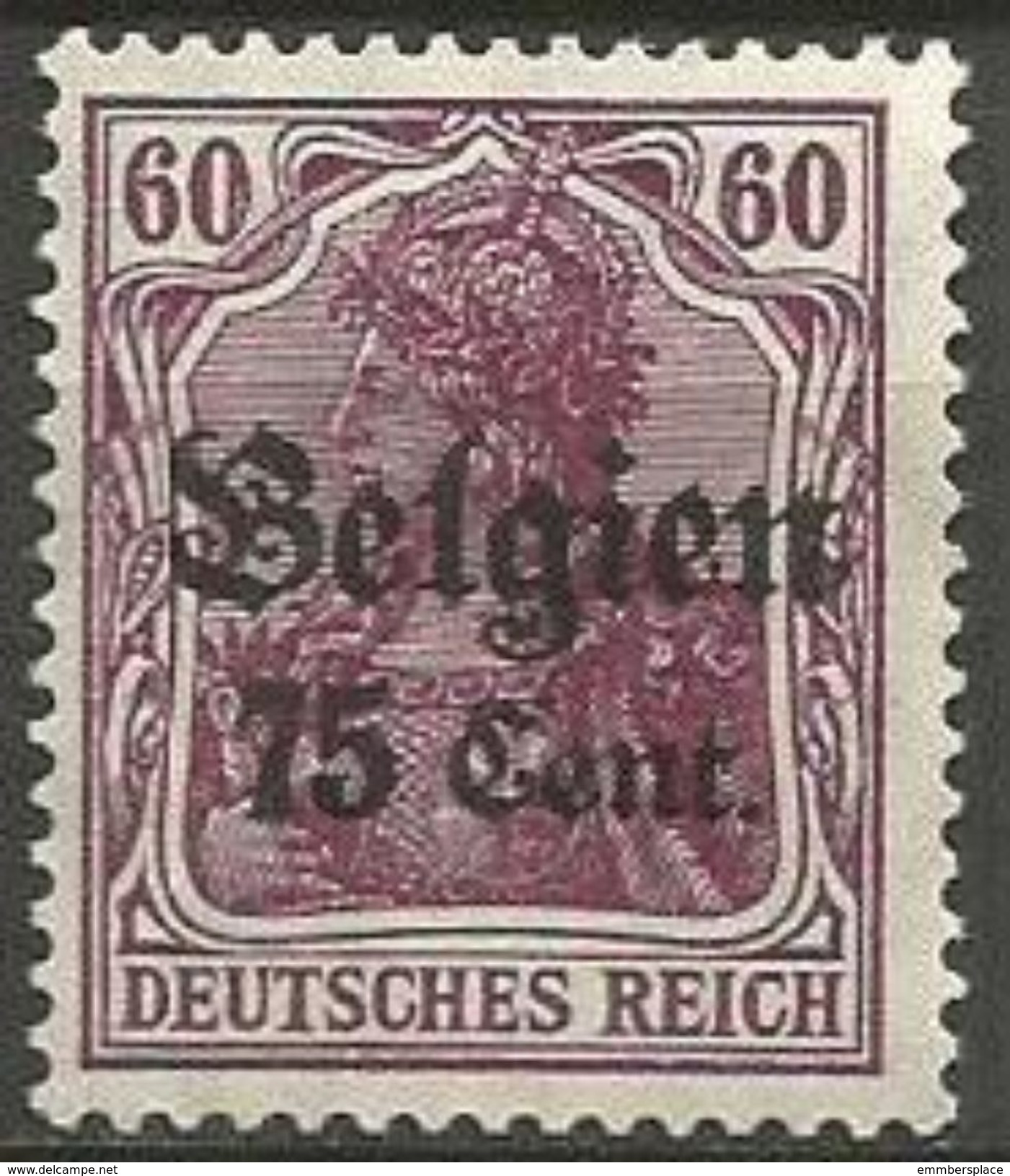 Occupation Of Belgium - 1916 Germania Overprint 75c/60pf MNH ** Sc N21 (central Surcharge) - Occupation 1914-18