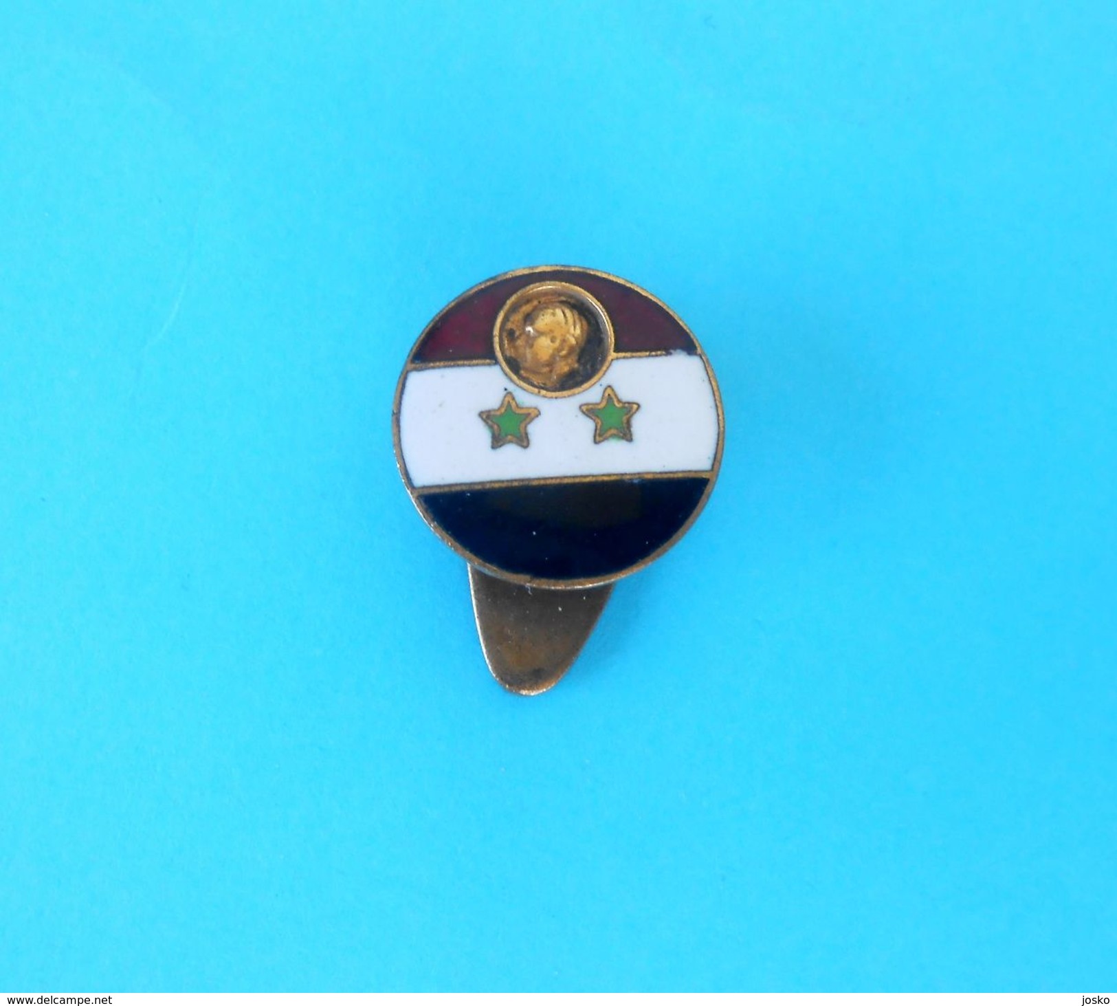 GAMAL ABDEL NASSER - United Arab Republic ( UAR ) President Egypt Syria - Old Enamel Buttonhole Pin Badge Anstecknadel - Army