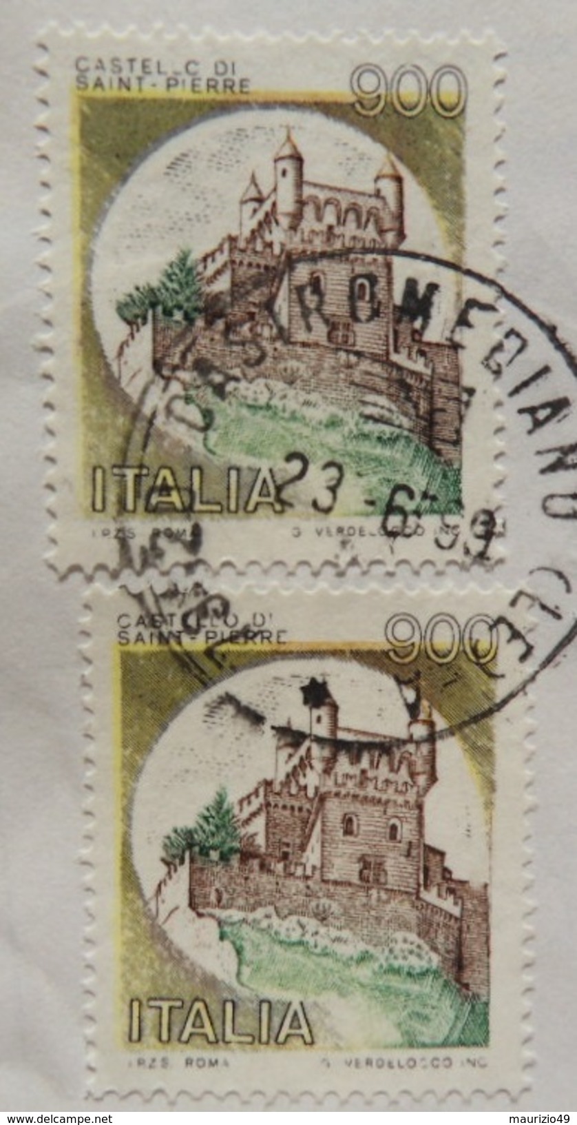 CASTROMEDIANO 1999 23 Giu BOLLETTINO PACCHI POSTALI - Castelli 2 X 900 £  Con Colori Castello Diversi  (giallo Spostato) - Varietà E Curiosità