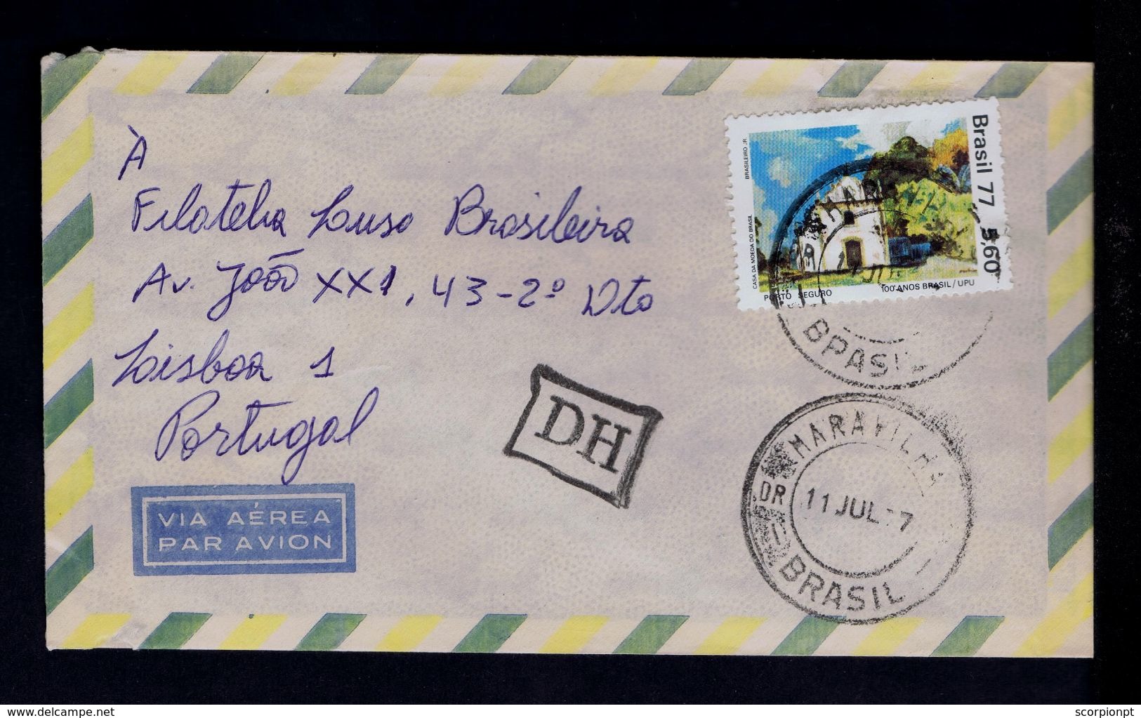 100 Brazil / UPU, Pmk MARAVILHA Post Office Cover 1977 DH (=shipp After Hour Close Mail) PORTO SEGURO Portugal Sp4540 - UPU (Unione Postale Universale)