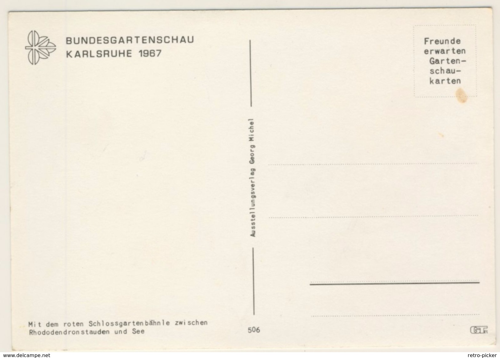 AK  Eisenbahn Bundesgartenschau Karlsruhe 1967 Bähnle _ Normalformat _Ansichtskarte - Trains