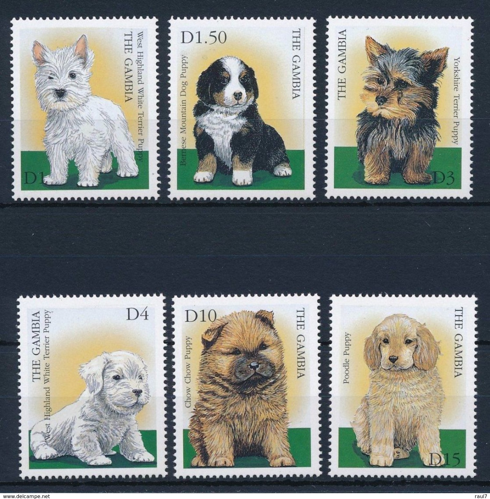 2000 - Petits Chiens, Chiots - 6 Val Neufs // Mnh - Gambie (1965-...)