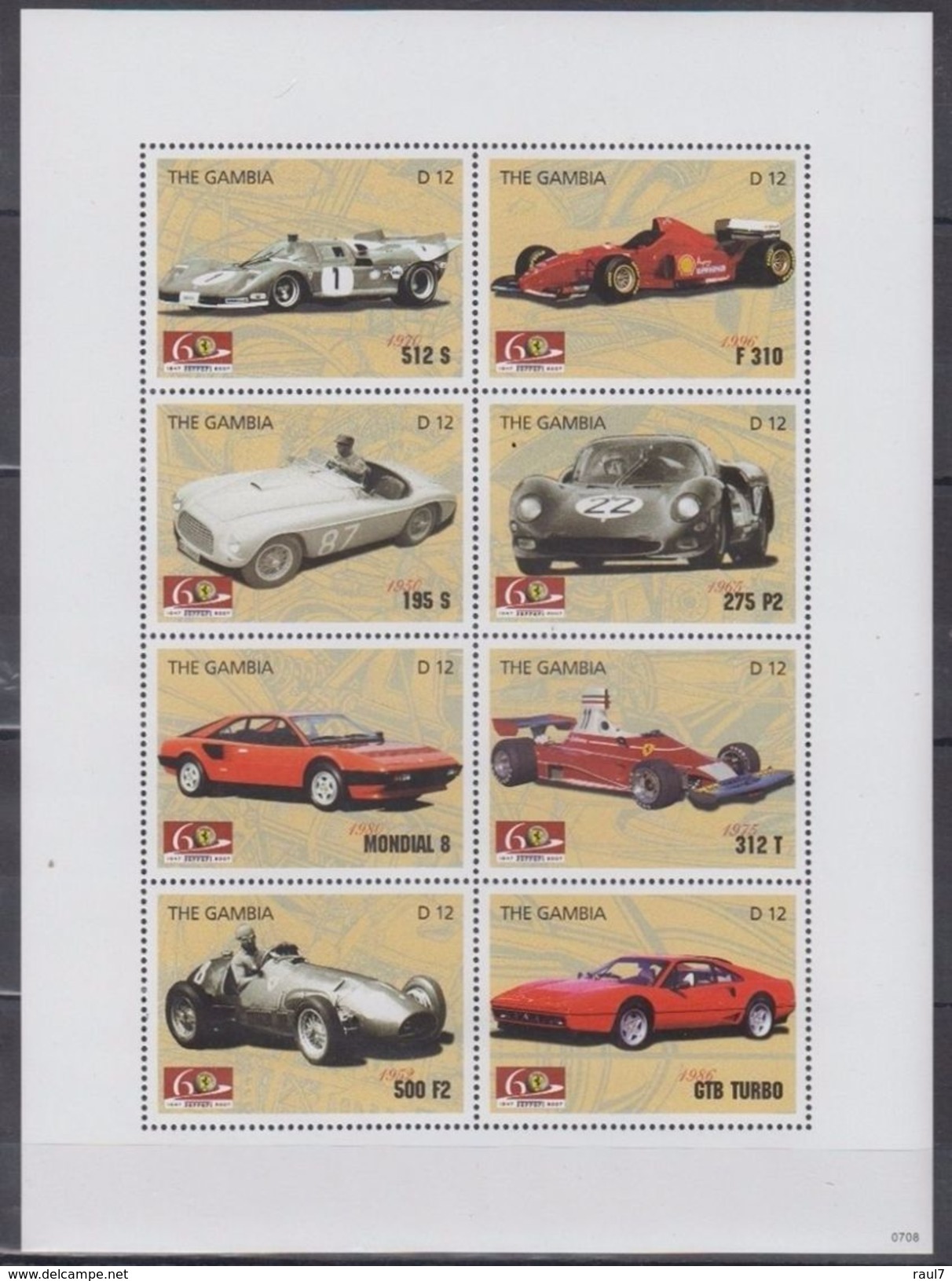 2007 - Voitures De Sport F1 Ferrari - 6 Val Neufs // Mnh - Gambie (1965-...)