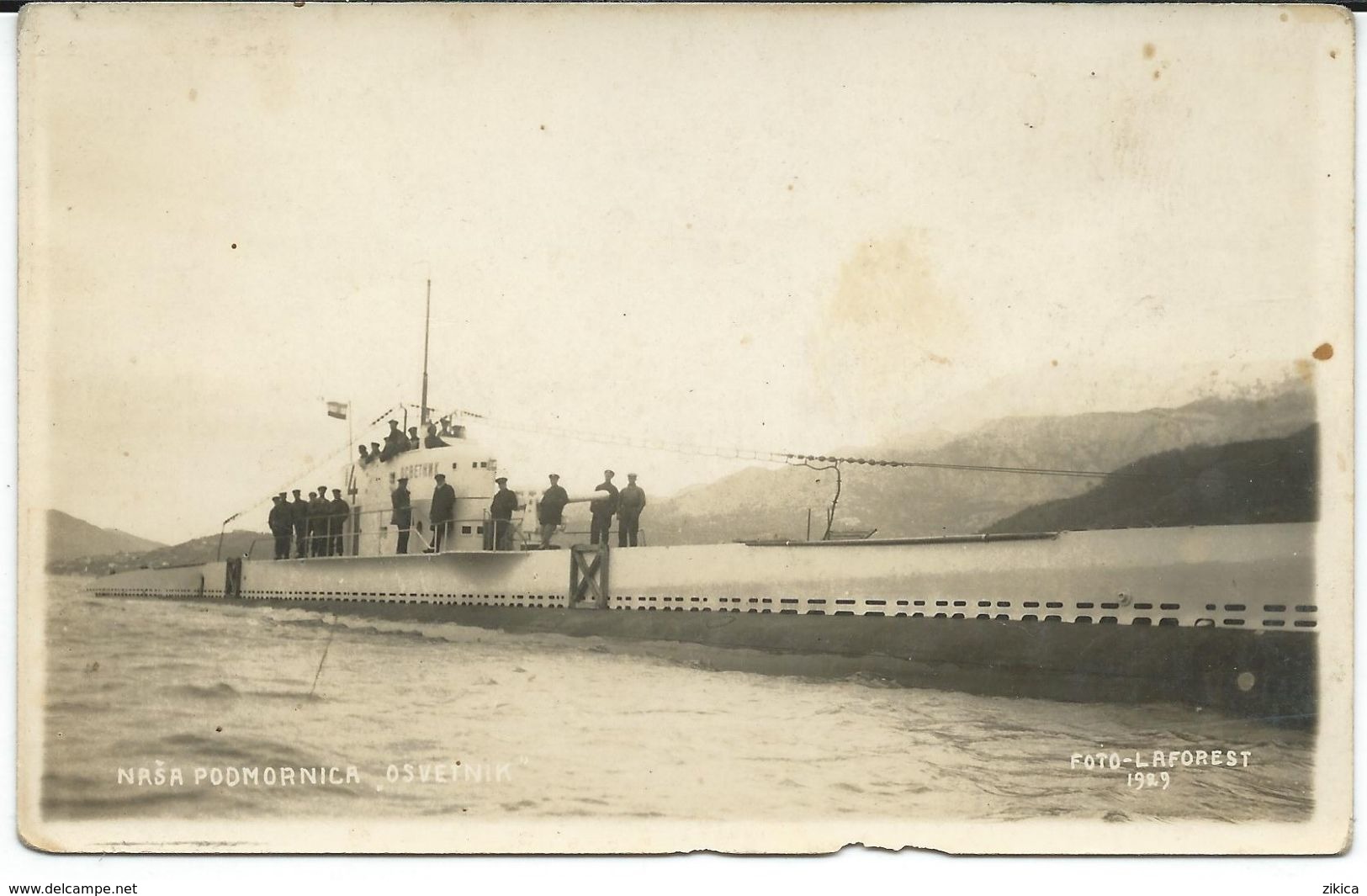 Militaria. Croatia. Royal Yugoslav Army.Submarine ,,Osvetnik ".photo Laforest 1929 - Onderzeeboten