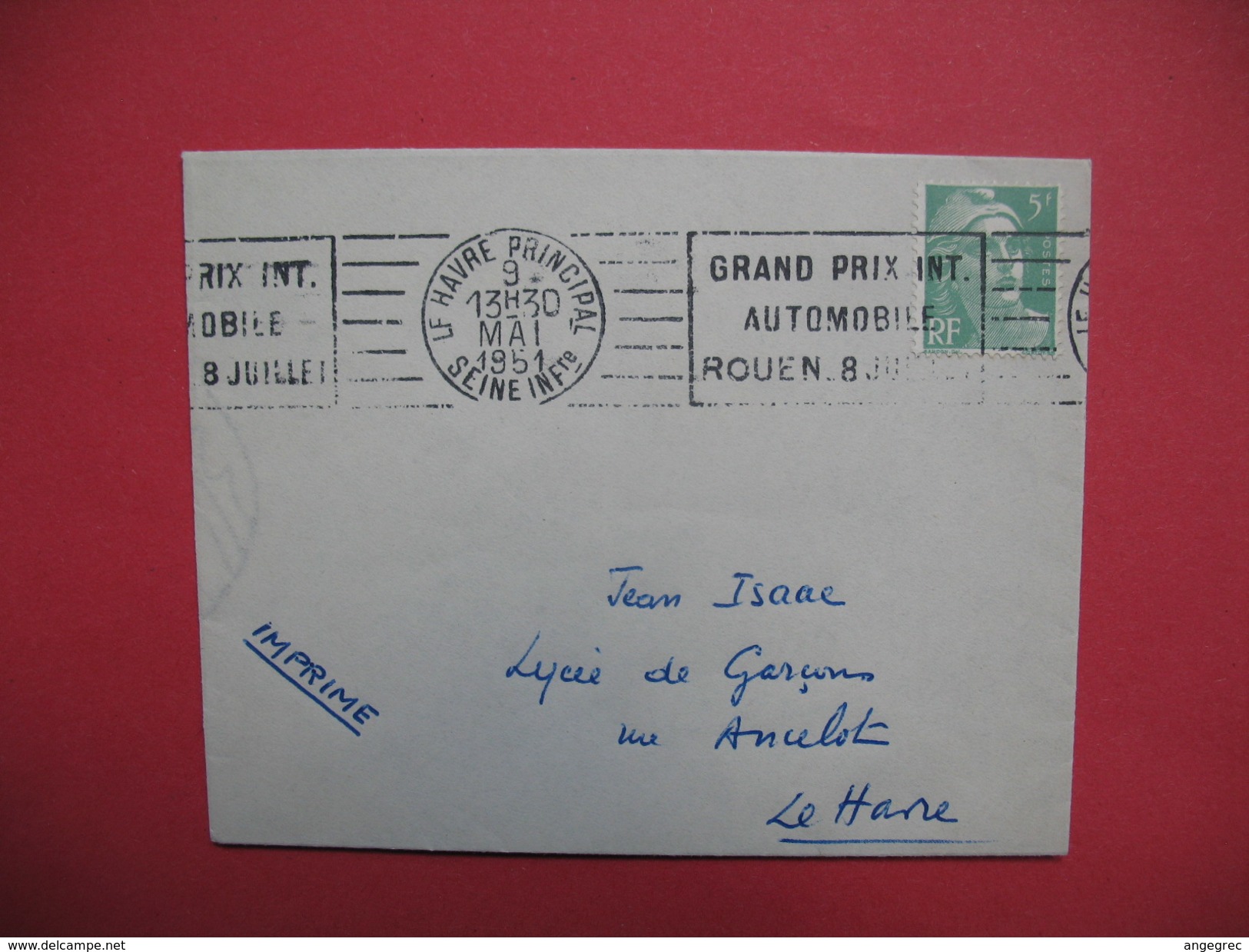 Le Havre 1951  EMA  Grand Prix Int. Automobile Rouen 8 Juillet - Affrancature Meccaniche Rosse (EMA)