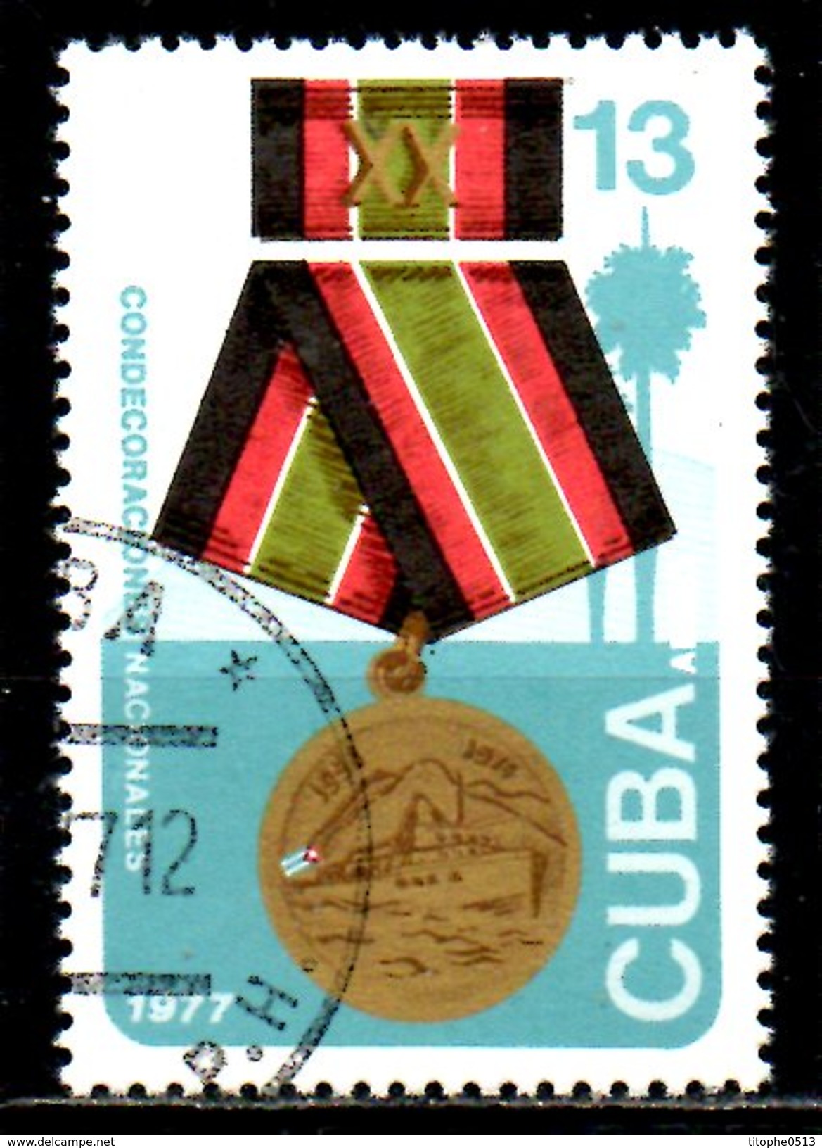 CUBA. PA 259 Oblitéré De 1977. Décoration Nationale. - Poste Aérienne