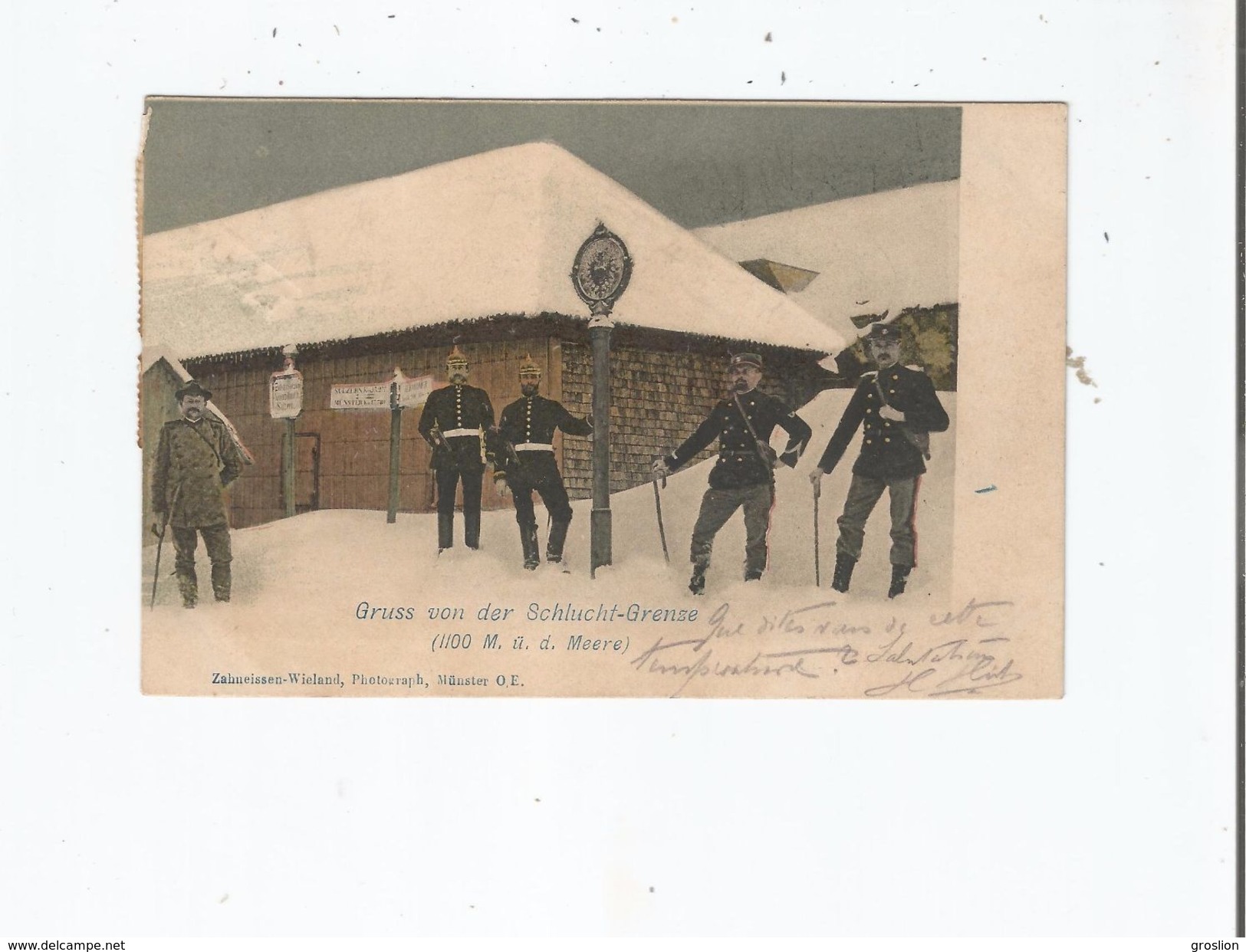 GRUSS VON DER SCHLUCHT -GRENZE (1100 M U. D. MEERE) 1901(FRONTIERE FRANCO ALLEMANDE) - Douane