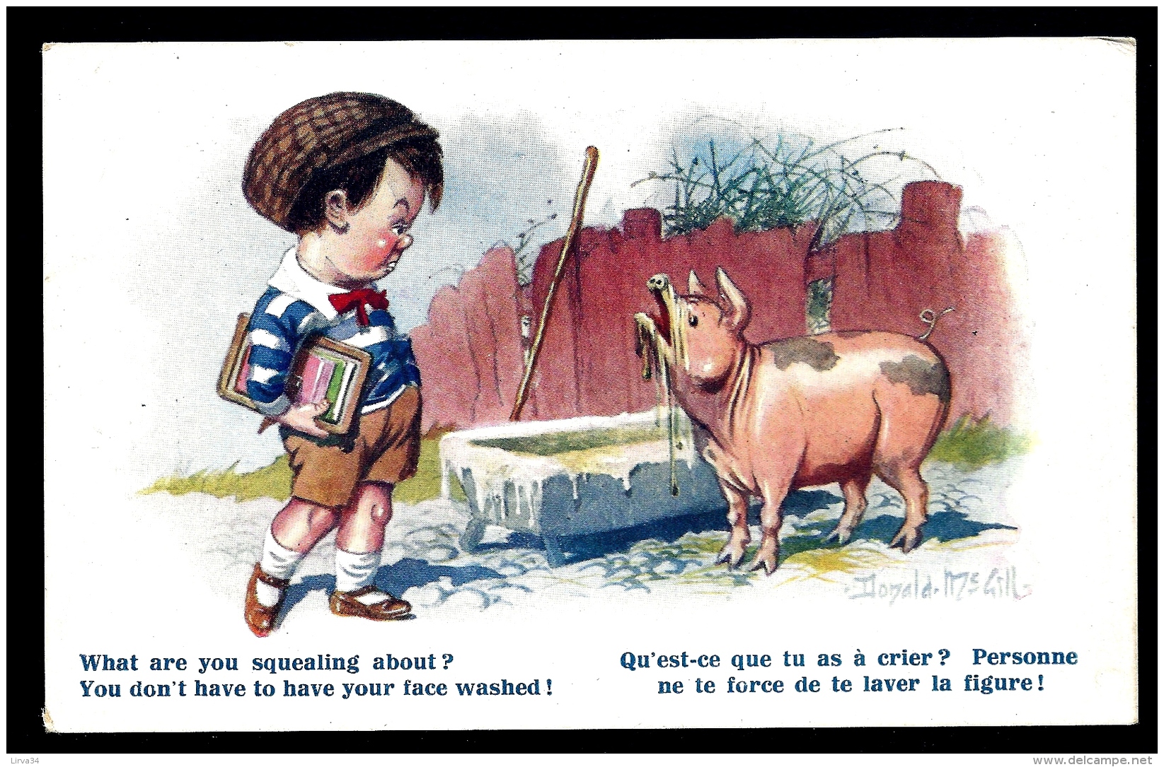 CPA ANCIENNE FRANCE- ILLUSTRATION HUMORISTIQUE ANIMAUX- SIGNÉE : MAC-GILL- COCHON ET L'ENFANT- - Mc Gill, Donald