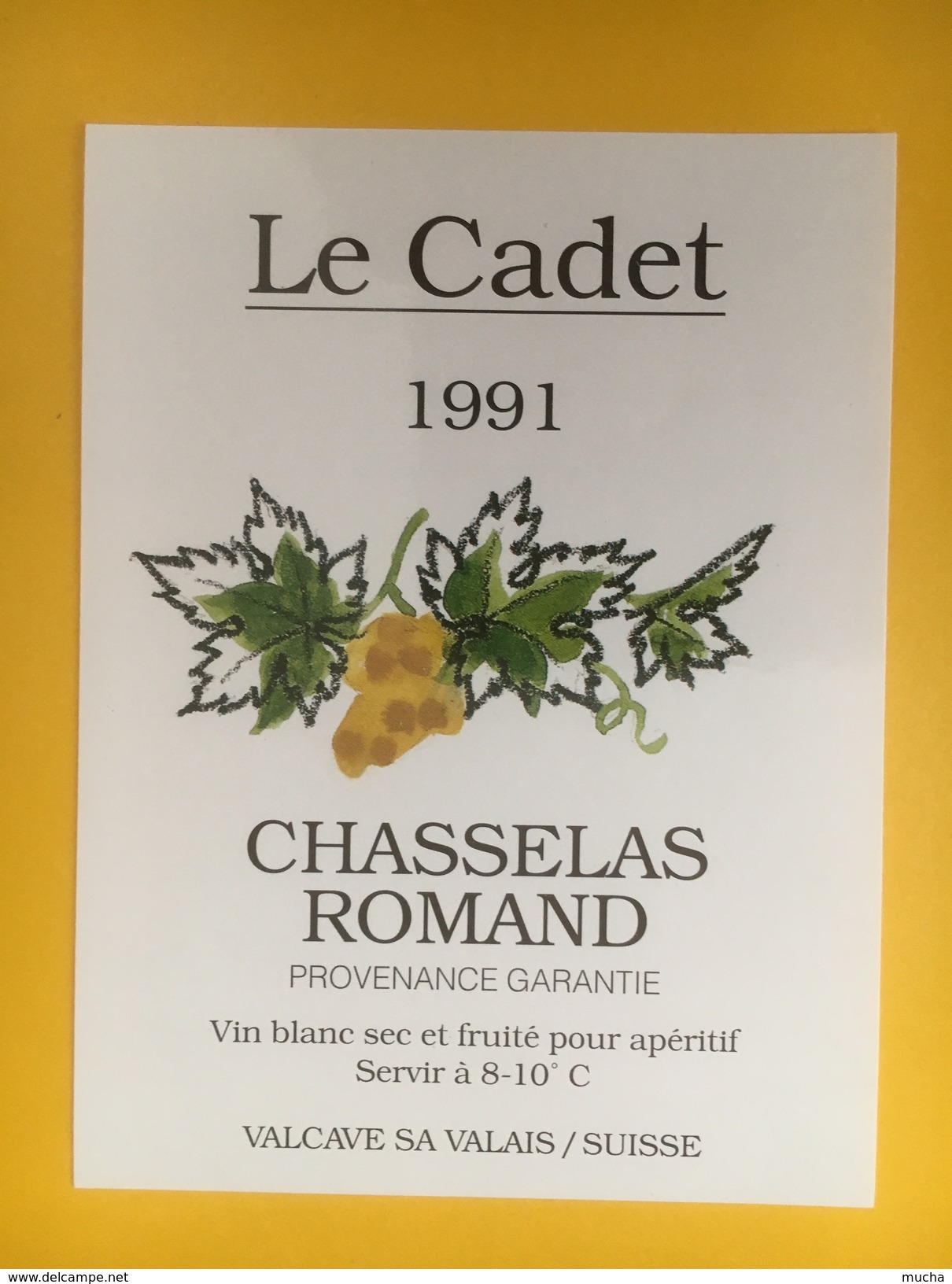 4969 - Le Cadet 1991 Chasselas Romand  Suisse - Autres & Non Classés