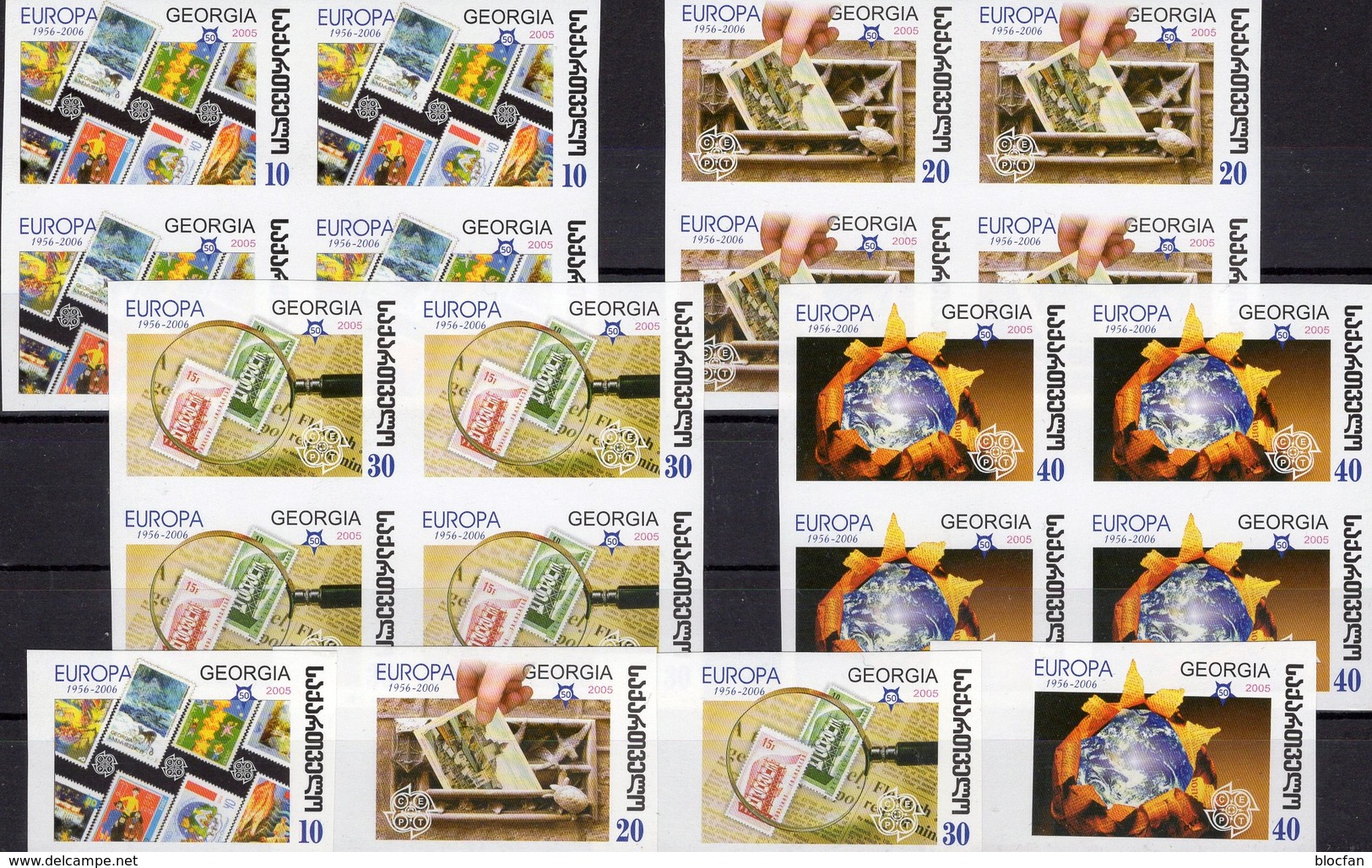 Philatelic GEORGIA 507/0B+4-Block ** 20&euro; Imperforiert 50 Jahre EUROPA Stamps CEPT 2006 M/s Blocs Sheets Bf Georgien - Other & Unclassified