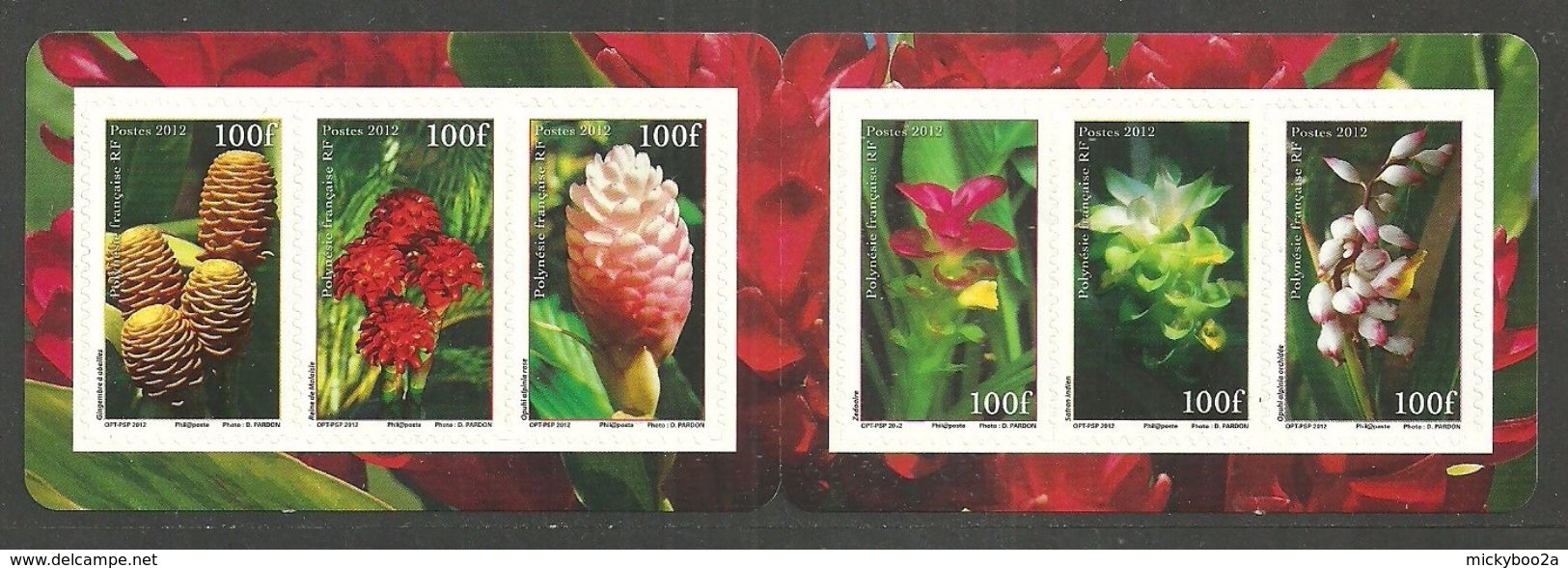 FRENCH POLYNESIA 2012 FLOWERS BOOKLET ROSE ORCHID SET MNH - Neufs