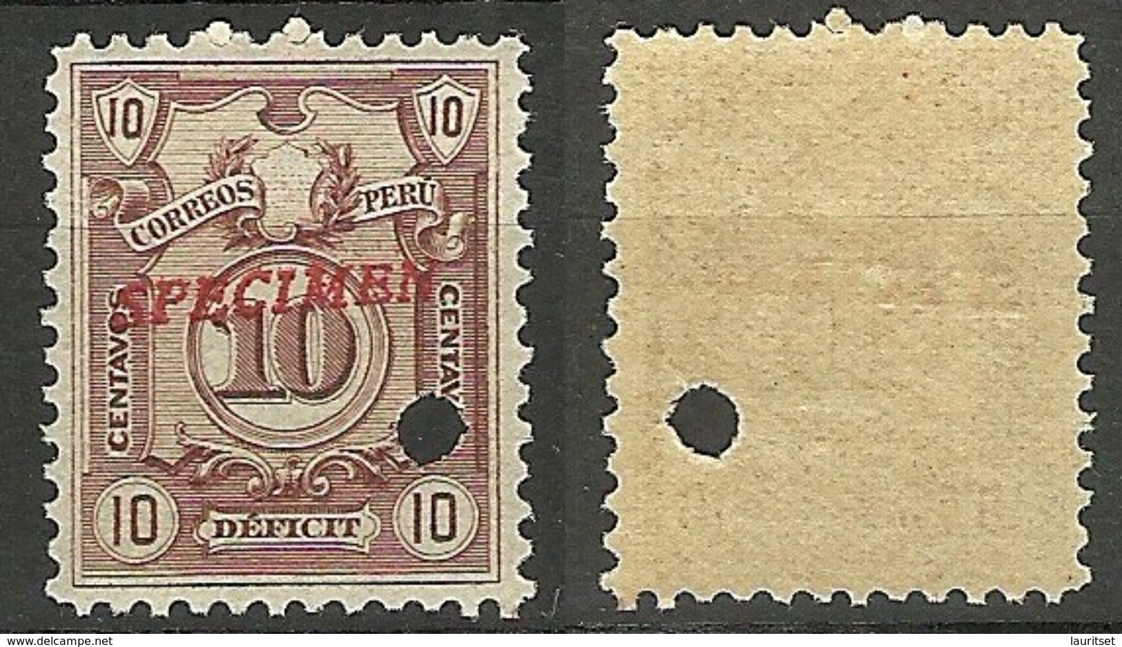 PERU 1918 Paket Stamp Michel 42 SPECIMEN MNH - Peru