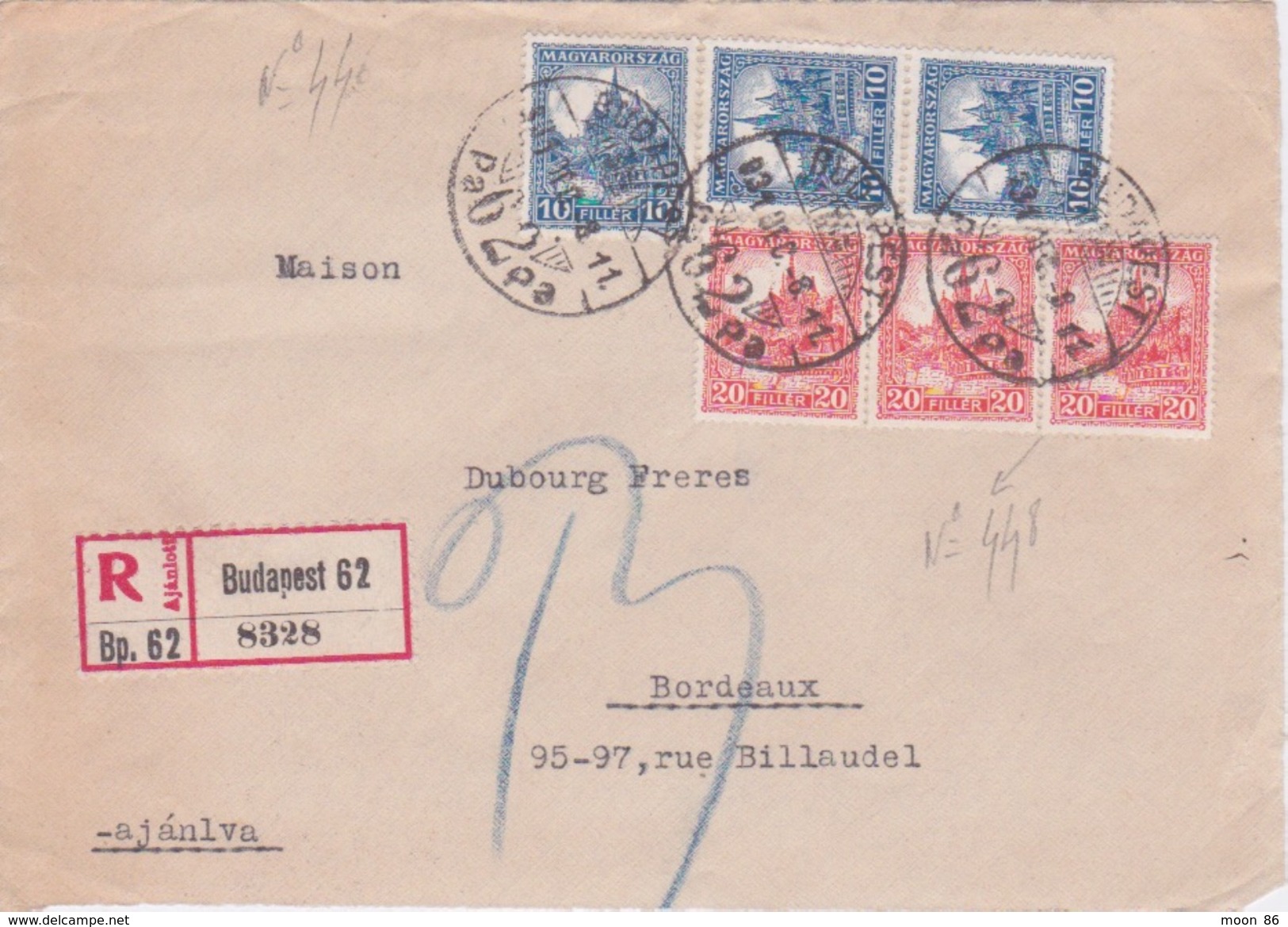 1908 - HONGRIE MAGYAR - MARCOPHILIE - FRAGMENT  - CAD  BUDAPEST - TIMBRE  X 6  RECOMMANDÉ - Poststempel (Marcophilie)