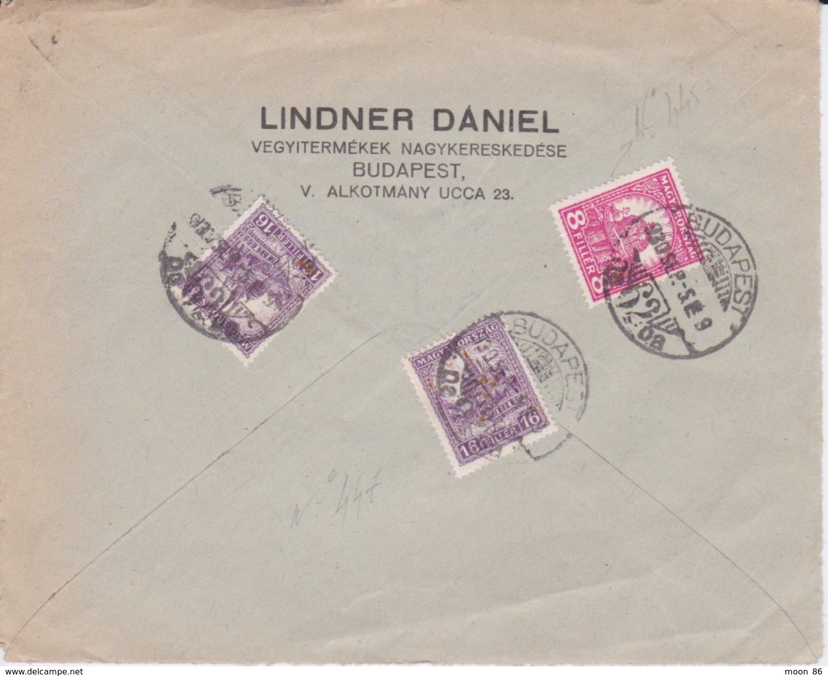 1905 - HONGRIE MAGYAR - MARCOPHILIE AVEC ENTETE LINDNER DANIEL  - FRAGMENT  - CAD  BUDAPEST - TIMBRE  X3 - Poststempel (Marcophilie)