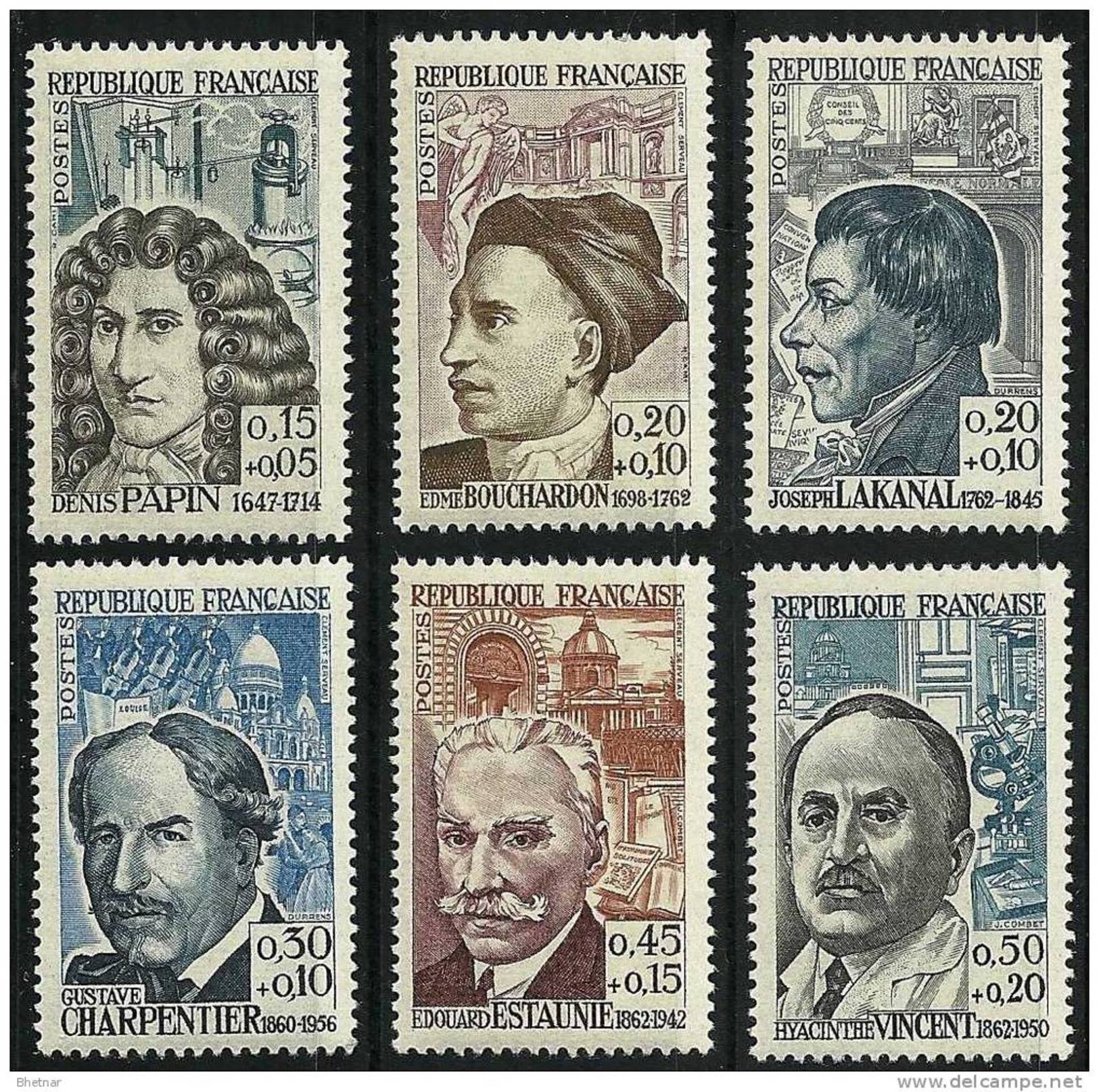 FR YT 1345 à 1350 "Célébrités Honorées En 1962 " Neuf** - Unused Stamps