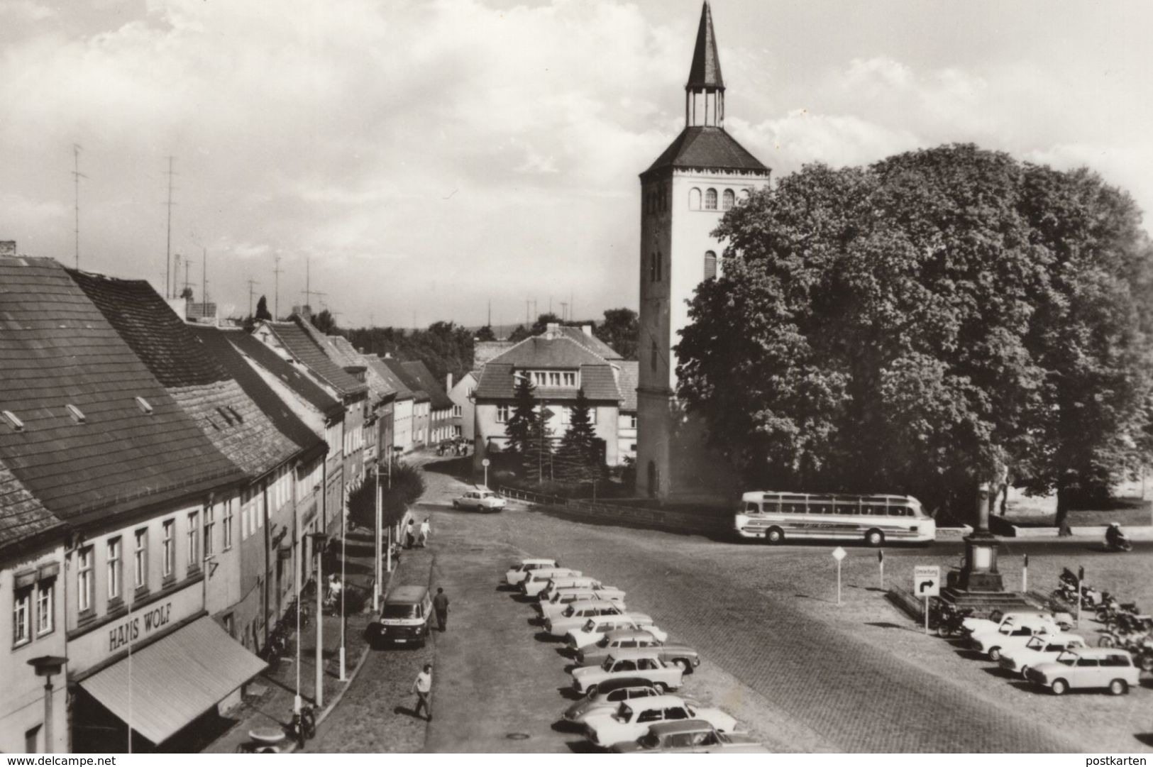 ÄLTERE POSTKARTE JESSEN ELSTER LENINPLATZ HANS WOLF Bus Omnibus Autobus Cpa Postcard Ansichtskarte AK - Jessen