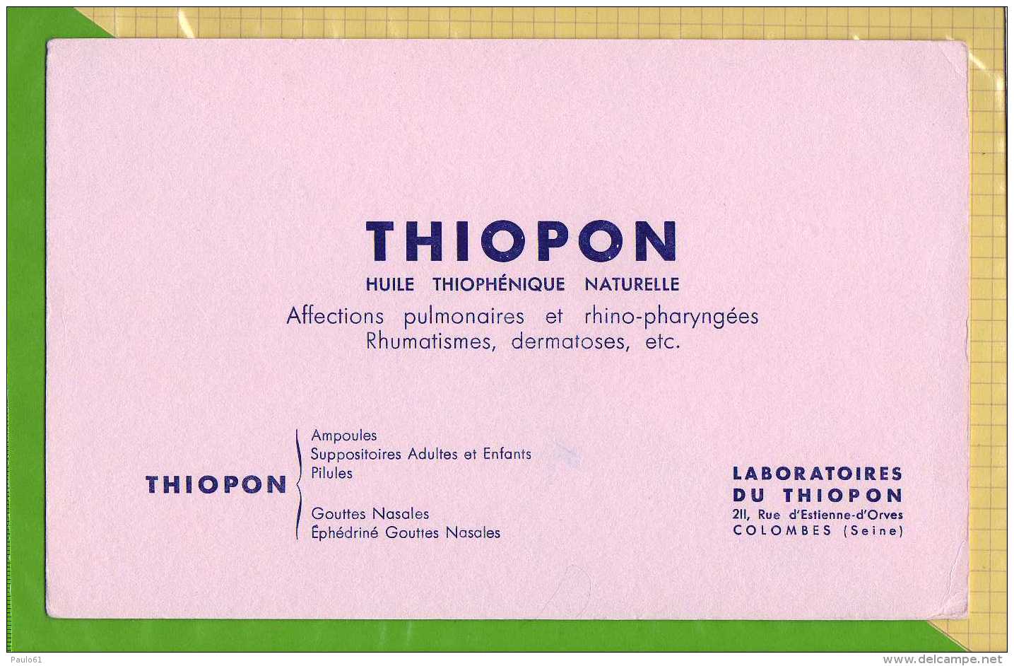 BUVARD : Pharmacie Tensitral + THIOPON - Produits Pharmaceutiques