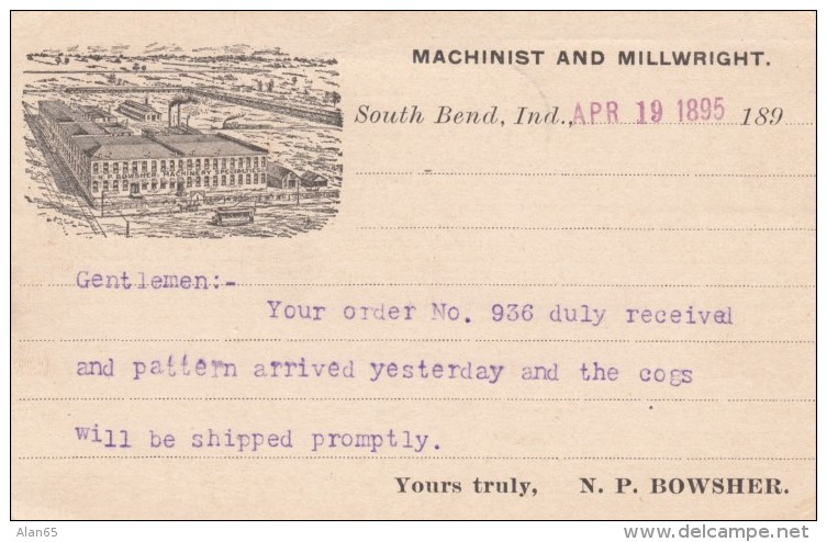 South Bend Indiana, Machinist And Millwright Factory Industry, C1890s Vintage Postcard - South Bend