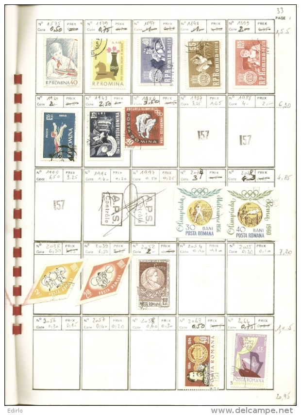 LOT  ROUMANIE - 7 Pages - prix anciens en Frs (1&euro;=6.56frs)