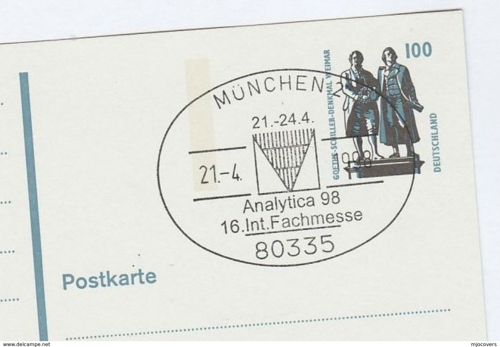 1998 Munchen ANALYTICA TRADE SHOW  Postal STATIONERY Card GERMANY Cover Stamps Laboratory Sciencescience - Chemistry