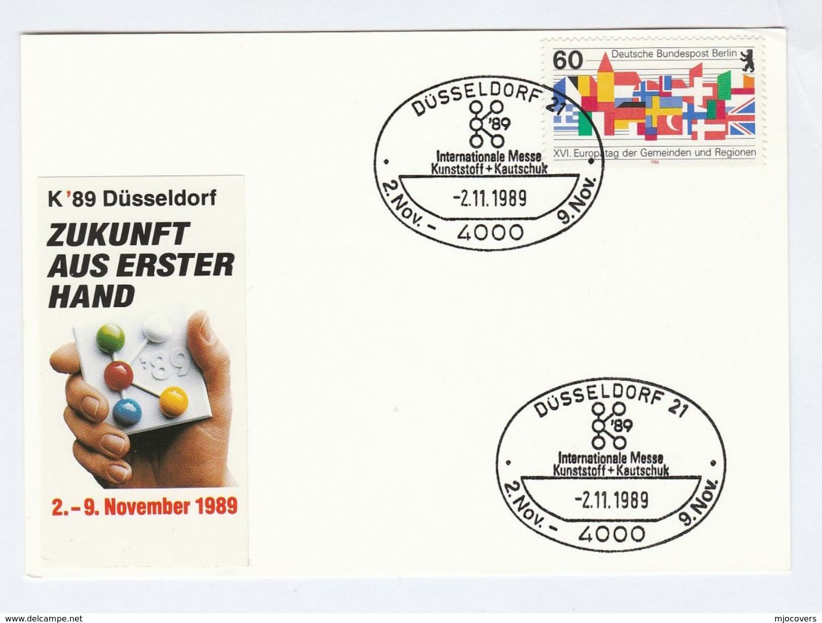 1989 Dusseldorf PLASTIC & RUBBER EXHIBITION LABEL On EVENT CARD Cover Germany , Stamps - Other & Unclassified