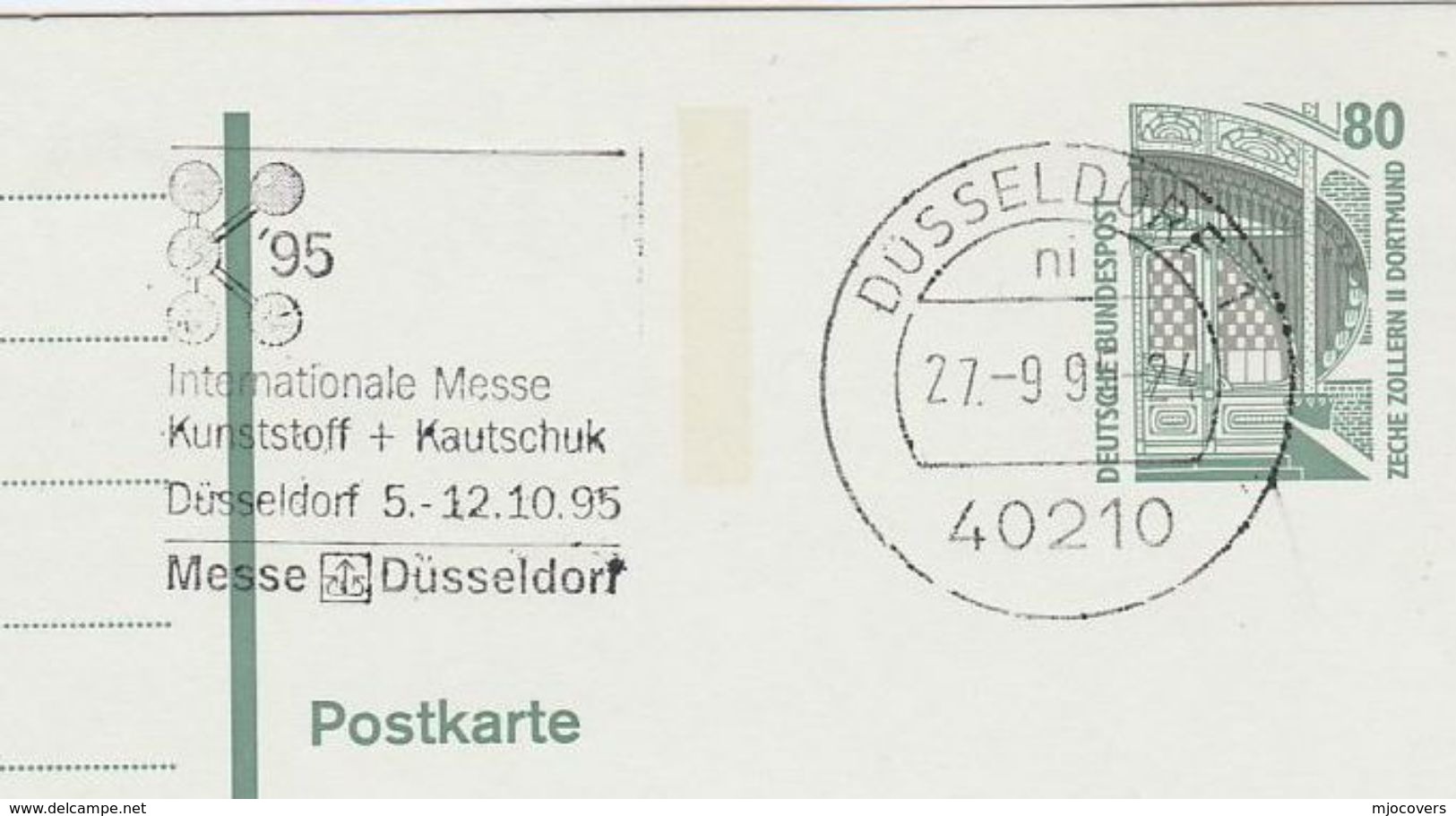 1995 Dusseldorf  PLASTIC & RUBBER FAIR Cover SLOGAN  Postal Stationery Card Germany  Stamps - Other & Unclassified