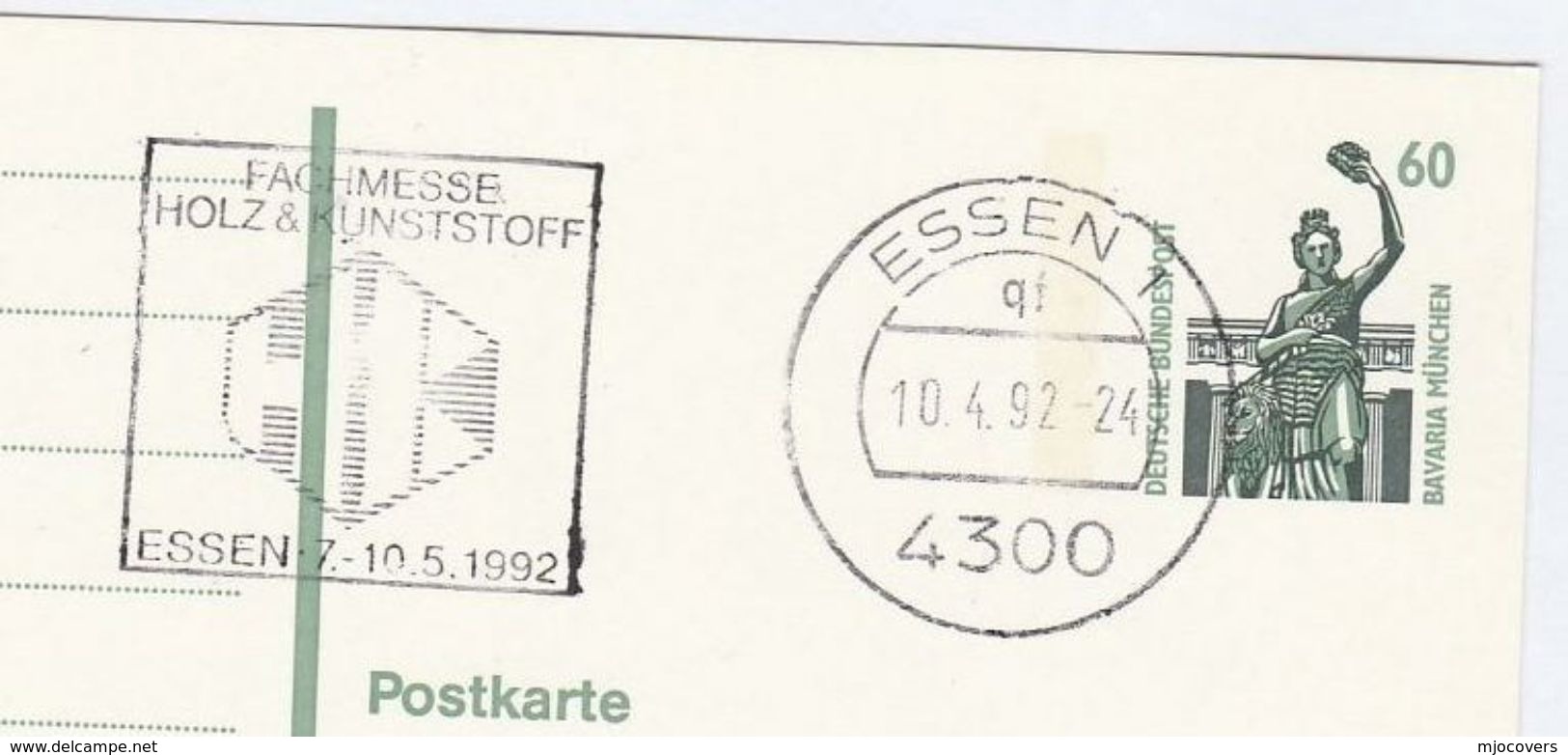 1992 Essen WOOD & PLASTIC FAIR Germany Cover SLOGAN Postal STATIONERY Card Stamps - Other & Unclassified