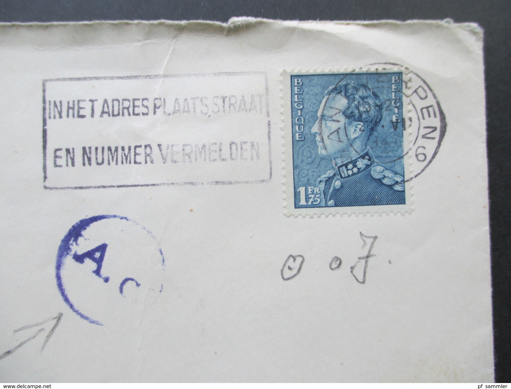 Belgien 1940er Jahre Zensurbeleg / Zensurpost Zensurstempel: A.C. General Import Office Anvers - Cartas & Documentos