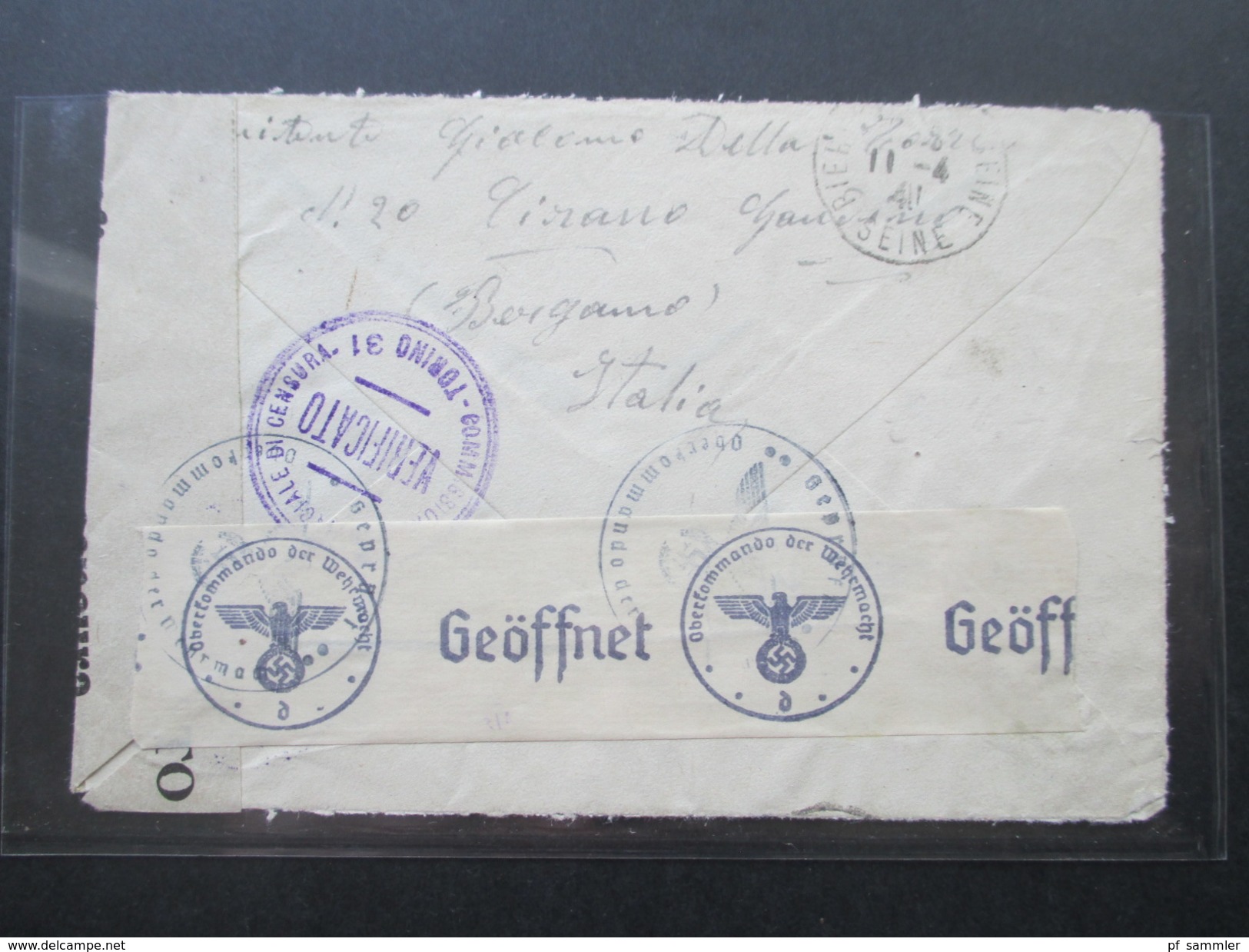 Italien 1941 Zensurpost Nach Frankreich Viele Zensurstempel. OKW Wehrmacht / Verificato Per Censura Torino 31 Usw... - Oorlogspropaganda