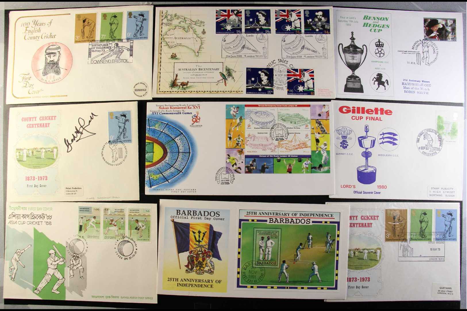 SPORT - CRICKET COVERS  1960's To 2000's Very Fine Hoard Of GB And Commonwealth Illustrated Covers Featuring CRICKET. In - Other & Unclassified