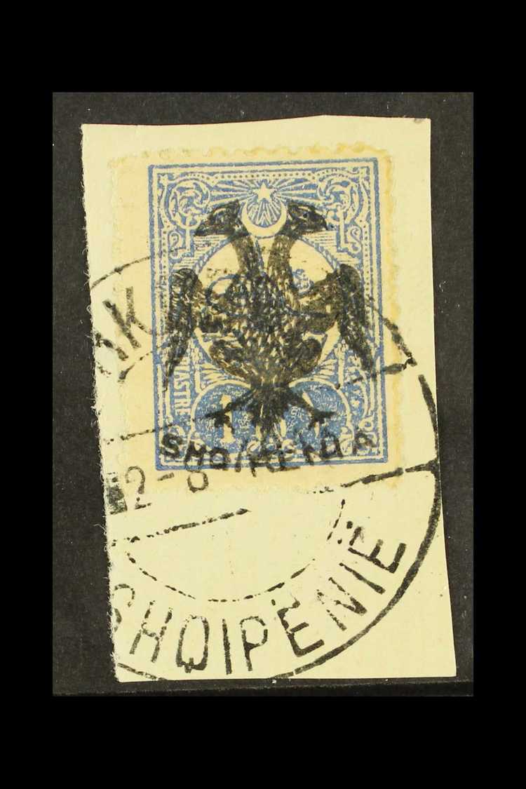 1913  1pi Ultramarine Of Turkey With Double Eagle Handstamp, Mi 7, Very Fine Used Tied To Piece With Neat Cds, Signed So - Other & Unclassified