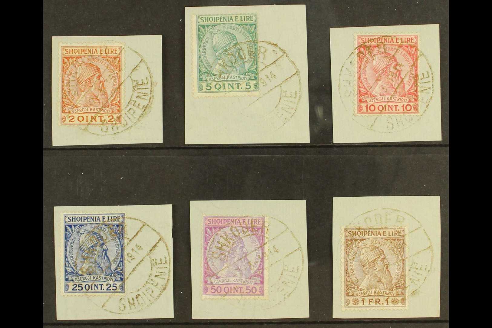 1913  Skanderbeg Complete Set Of Six, Mi 29/34, With Each Value On A Separate Piece Cancelled By "SHKODER / SHQIPENIE / - Other & Unclassified