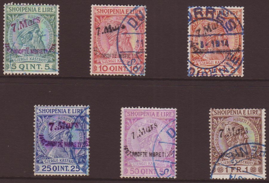 1914  "7 Mars" Arrival Of Prince Wilhelm At Durres, Set Complete, Michel 35/40, Very Fine Used (6 Stamps) For More Image - Other & Unclassified