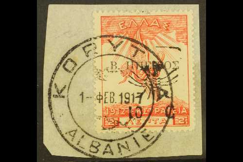 FRENCH ADMINISTRATION OF KORYTSA  1916 10c On 2l Rose, Campaign Stamp, Kara 139, Superb Used On Piece. Only 368 Copies I - Other & Unclassified