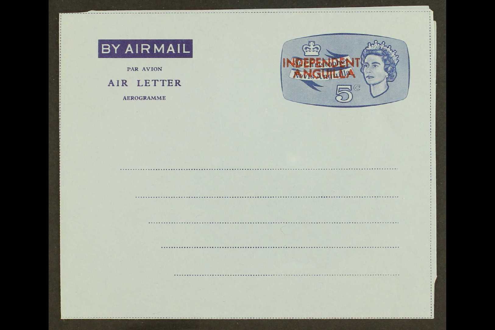 AIR LETTERS  1967 5c Air Letter With "INDEPENDENT ANGUILLA" Overprint In Red, Unused. Only 100 Printed But Not All Sold. - Other & Unclassified