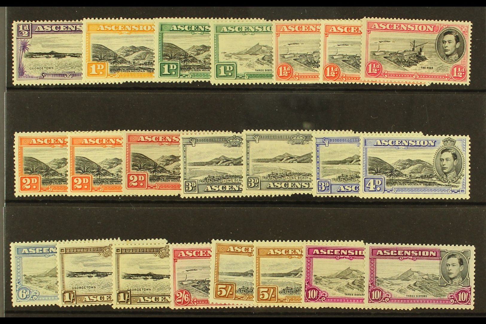 1938-53  KGVI Definitives Set Plus Additional Perfs Of 1½d Vermilion, 2d Red-orange, 3d Grey, 1s, 5s & 10s Values, SG 38 - Other & Unclassified