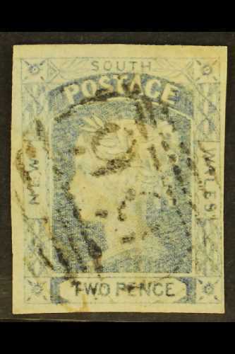 NEW SOUTH WALES  1851-55 2d Ultramarine On Thick Yellowish Paper, SG 51, Four Good Margins And Neat "66" Cancel. For Mor - Other & Unclassified