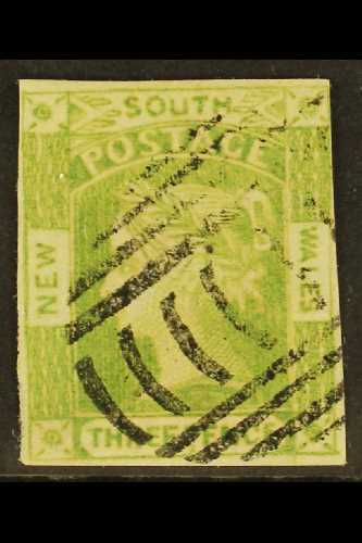 NEW SOUTH WALES  1852 3d Dull Yellow Green, SG 67, Four Clear To Good Margins And Neat Barred Oval Cancel. For More Imag - Other & Unclassified