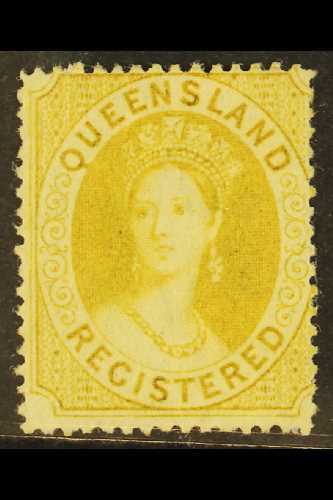 QUEENSLAND  1860-61 (6d) "REGISTERED" Chalon Olive-yellow Clean-cut Perf 14-16, SG 11, Fine Unused No Gum, Very Fresh & - Other & Unclassified