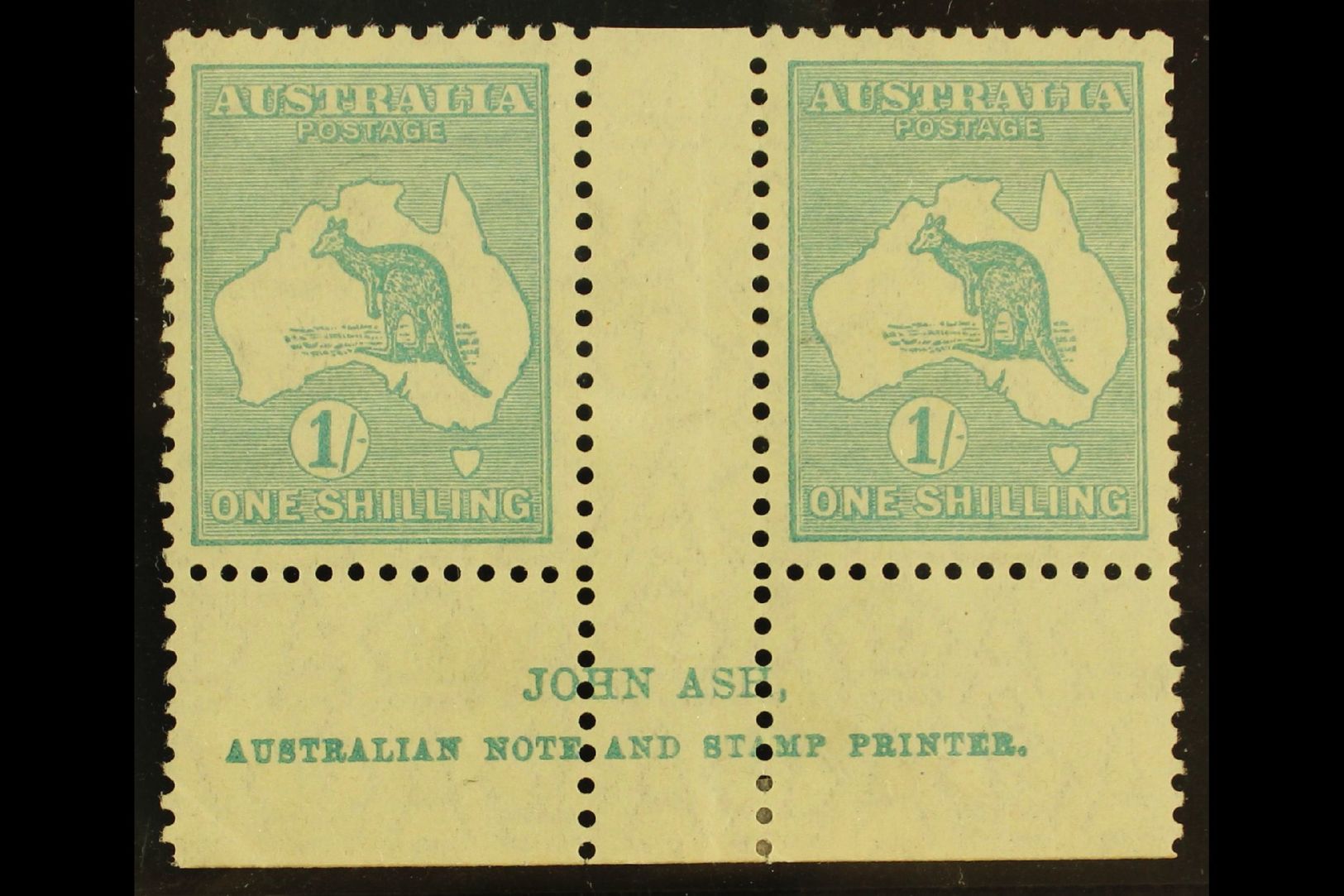 1929-30  Small Multiple Wmk 1s Blue-green Roo (SG 109), Ash Imprint Pair With "N" Over "N", BW 34z, Fine Mint  For More - Other & Unclassified