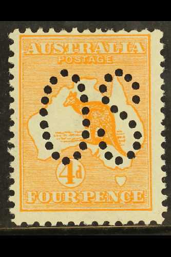 OFFICIAL  1913 4d Orange Kangaroo, SG O6, Fine Mint, Very Fresh. For More Images, Please Visit Http://www.sandafayre.com - Other & Unclassified