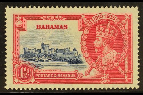 1935  1½d Deep Blue And Carmine, Silver Jubilee, Variety "Dot By Flagstaff", SG 141h, Very Fine Mint. For More Images, P - Other & Unclassified