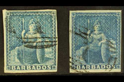 1855-58  (1d) Pale Blue And (1d) Deep Blue, SG 9/10, Good Used With Four Margins.(2 Stamps) For More Images, Please Visi - Other & Unclassified