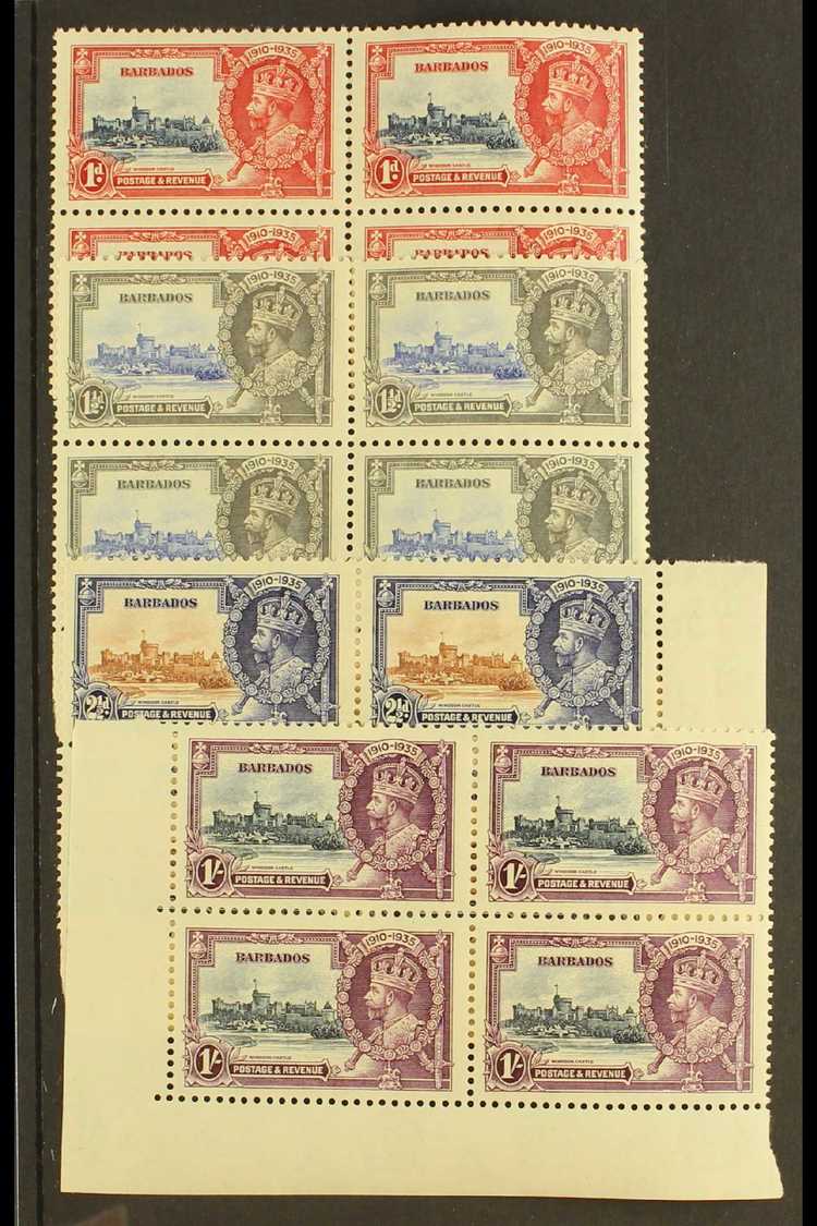 1935  Silver Jubilee Complete Set, SG 241/244, As Never Hinged Mint BLOCKS OF FOUR, The Gum Slightly Toned. (4 Blocks, 1 - Other & Unclassified